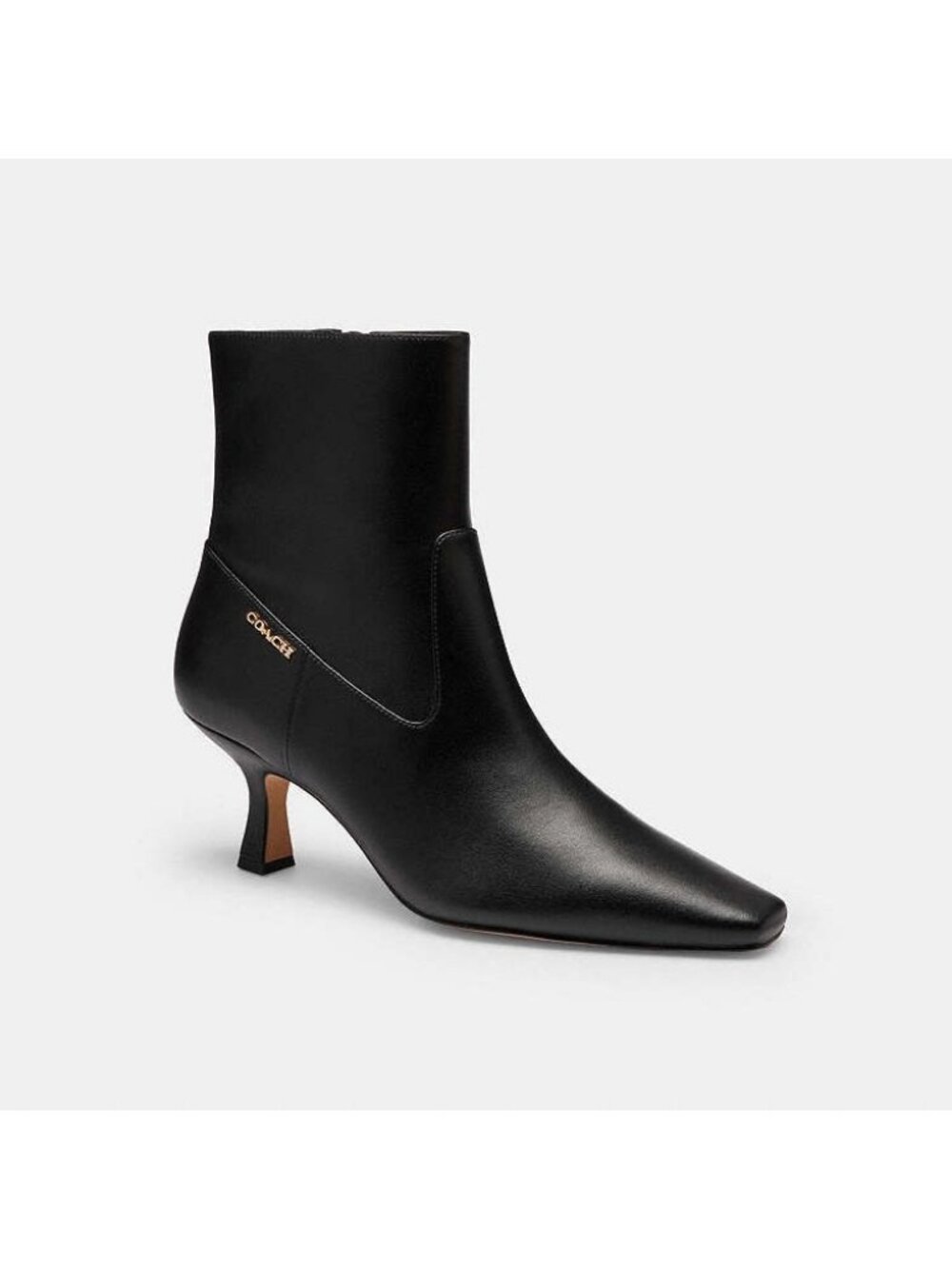 Coach Sculpted C Kitten Heel Booties Women's Size 11 Black Leather Side Zip